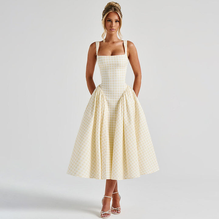 Corelli Plaid Cami Dress - Canary Yellow