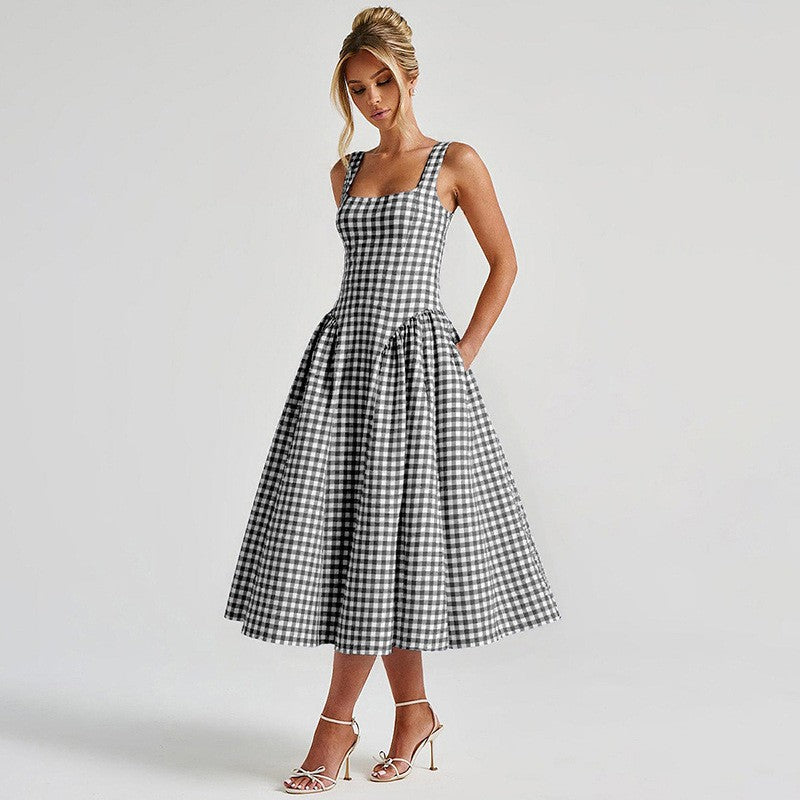 Corelli Plaid Cami Dress - Onyx Black