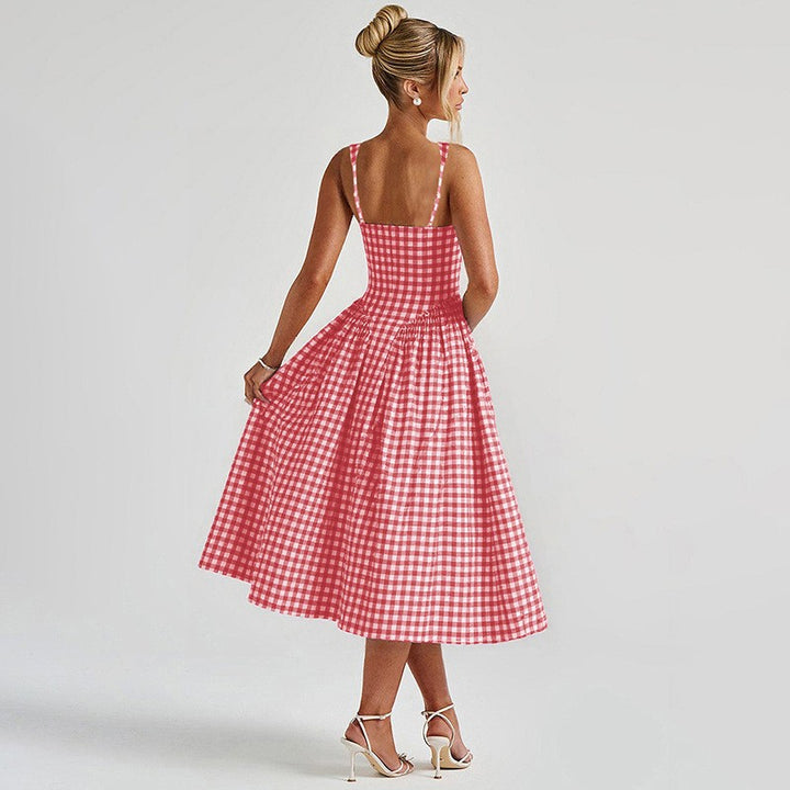 Corelli Plaid Cami Dress - Plum Red
