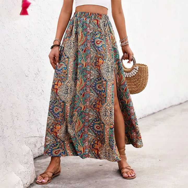 Corfu Floral Slit Maxi Skirt