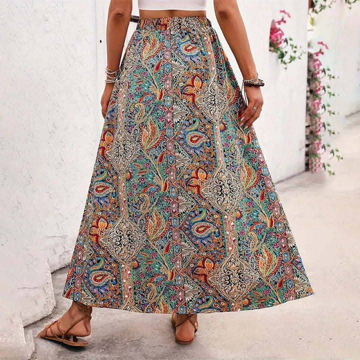 Corfu Floral Slit Maxi Skirt