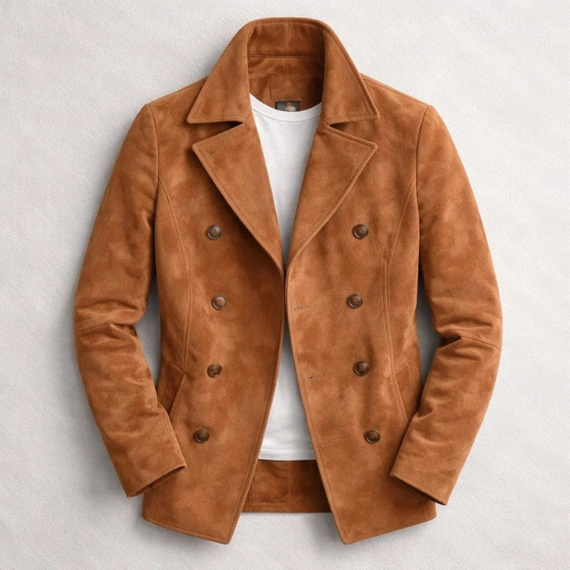 Cortez Double-Breasted Pea Coat - Cognac