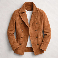 Cortez Double-Breasted Pea Coat - Cognac