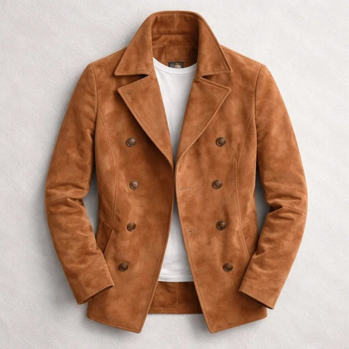 Cortez Double-Breasted Pea Coat - Cognac