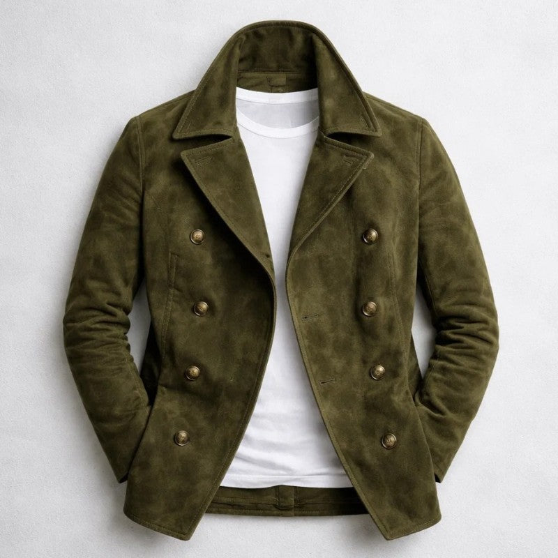 Cortez Double-Breasted Pea Coat - Hunter Green