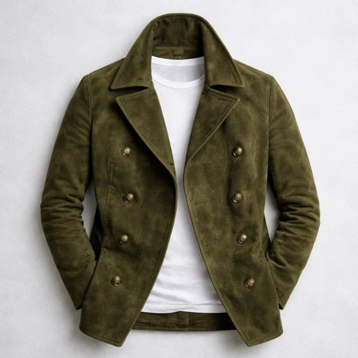 Cortez Double-Breasted Pea Coat - Hunter Green