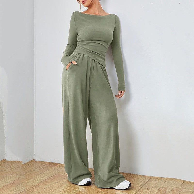 Cremona Wide Leg Knit Set - Sage Green