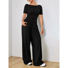 Cremona Wide Leg Knit Set - Black