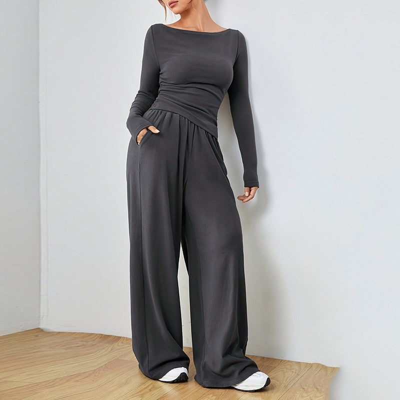 Cremona Wide Leg Knit Set - Charcoal