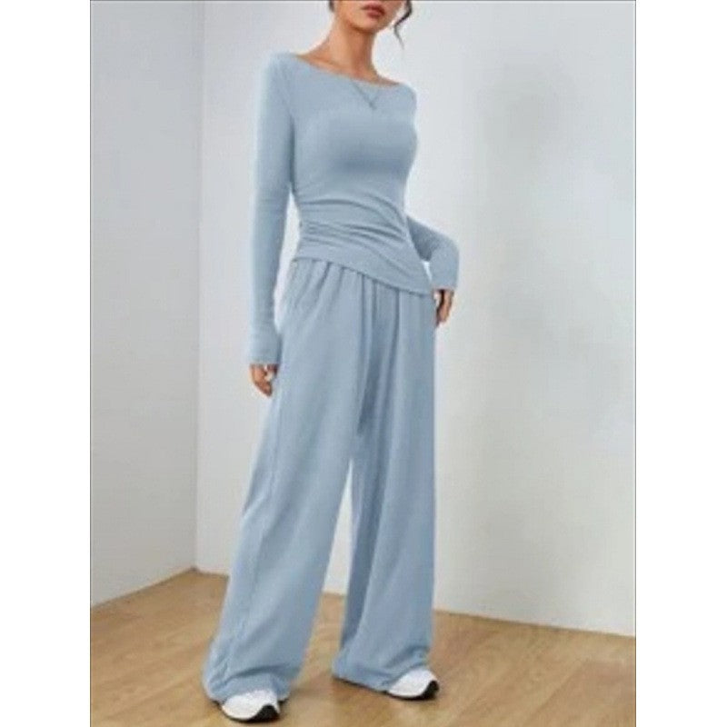 Cremona Wide Leg Knit Set - Sky Blue
