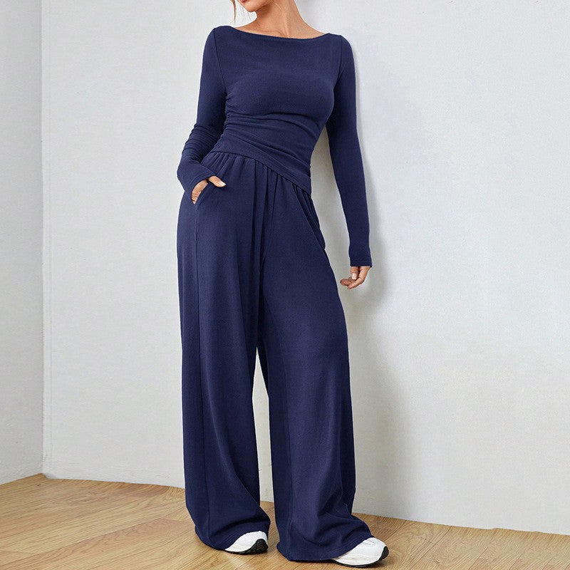 Cremona Wide Leg Knit Set - Navy