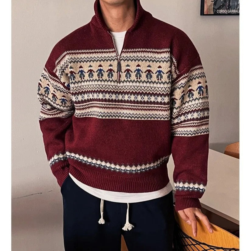 Davos Fair Isle Zip Sweater
