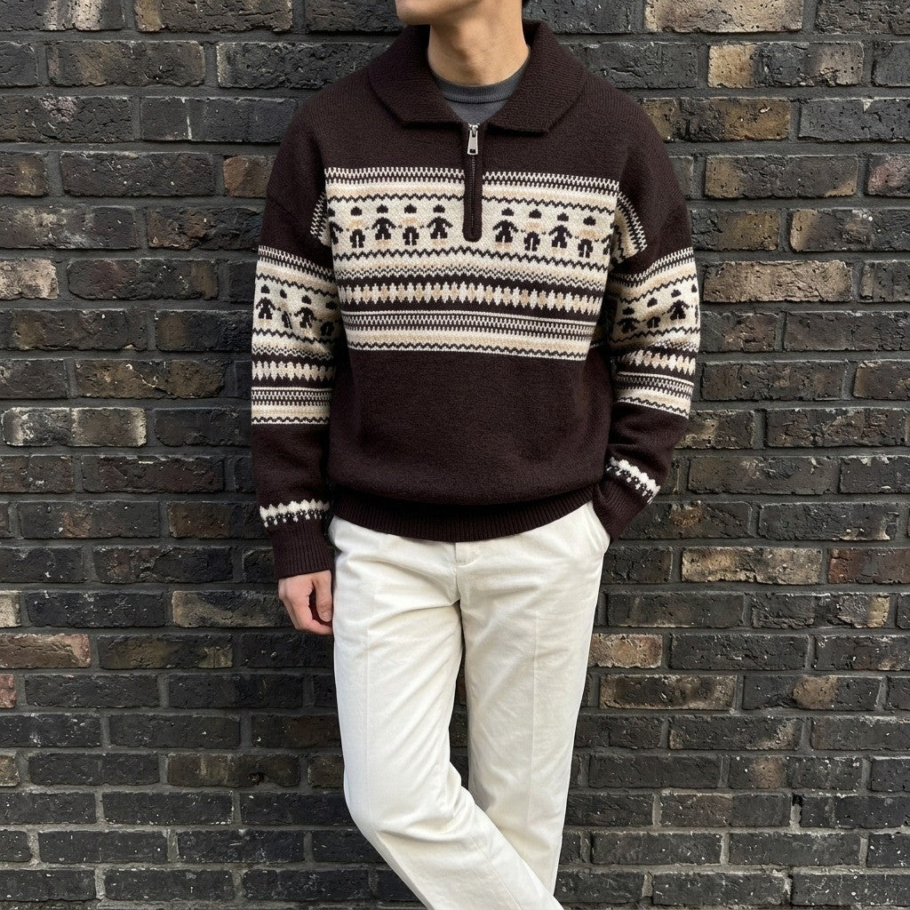Davos Fair Isle Zip Sweater