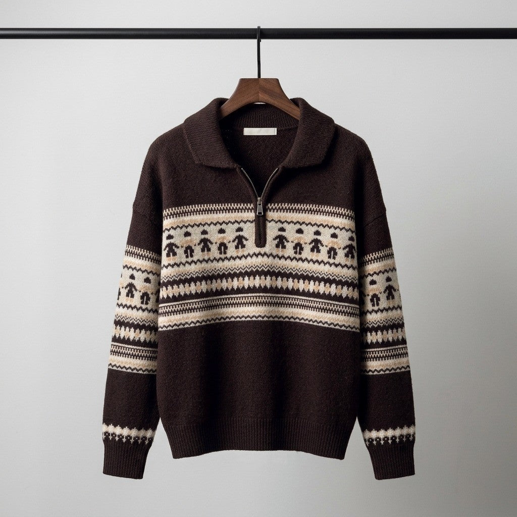 Davos Fair Isle Zip Sweater