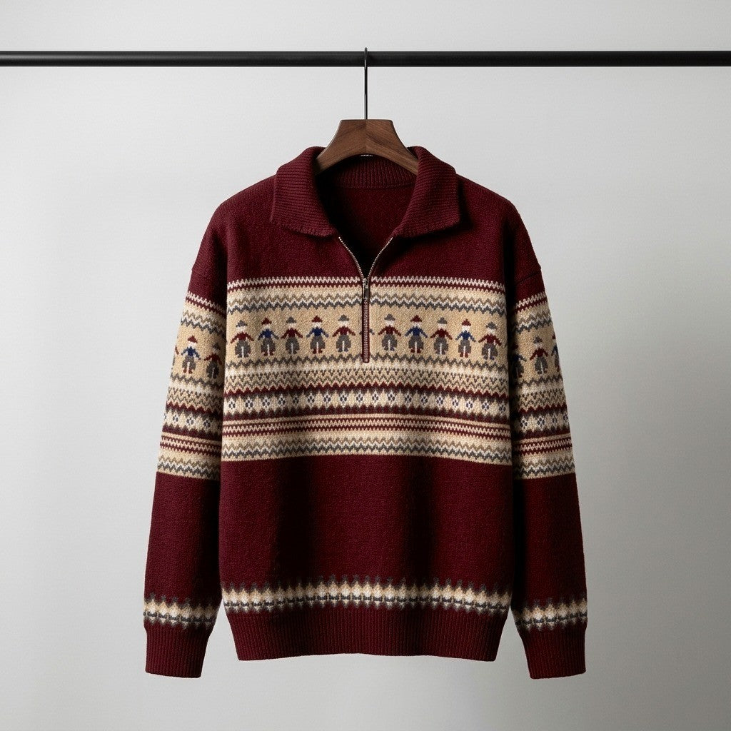 Davos Fair Isle Zip Sweater
