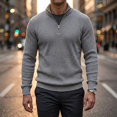 Davos Ribbed Quarter Zip Sweater
