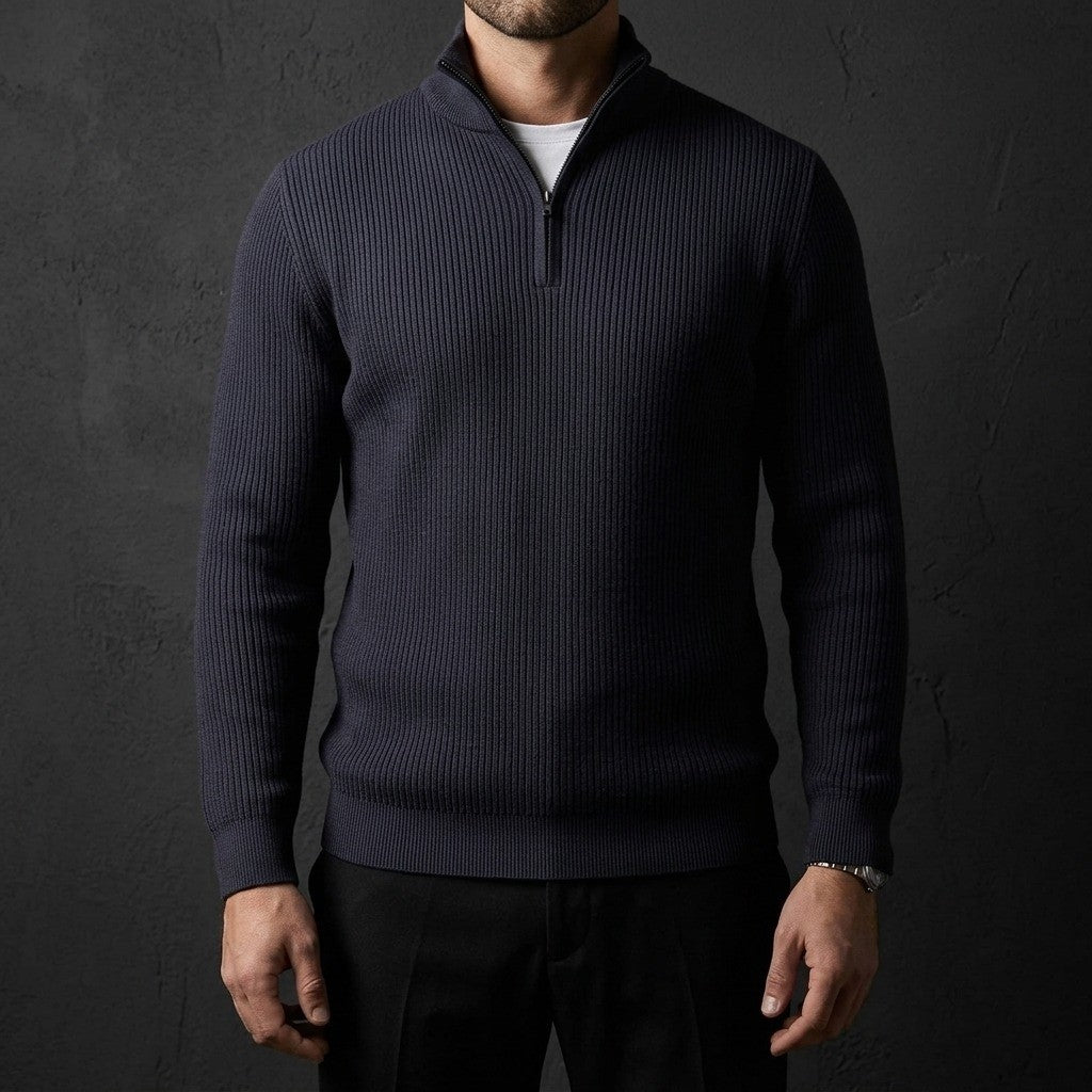 Davos Ribbed Quarter Zip Sweater