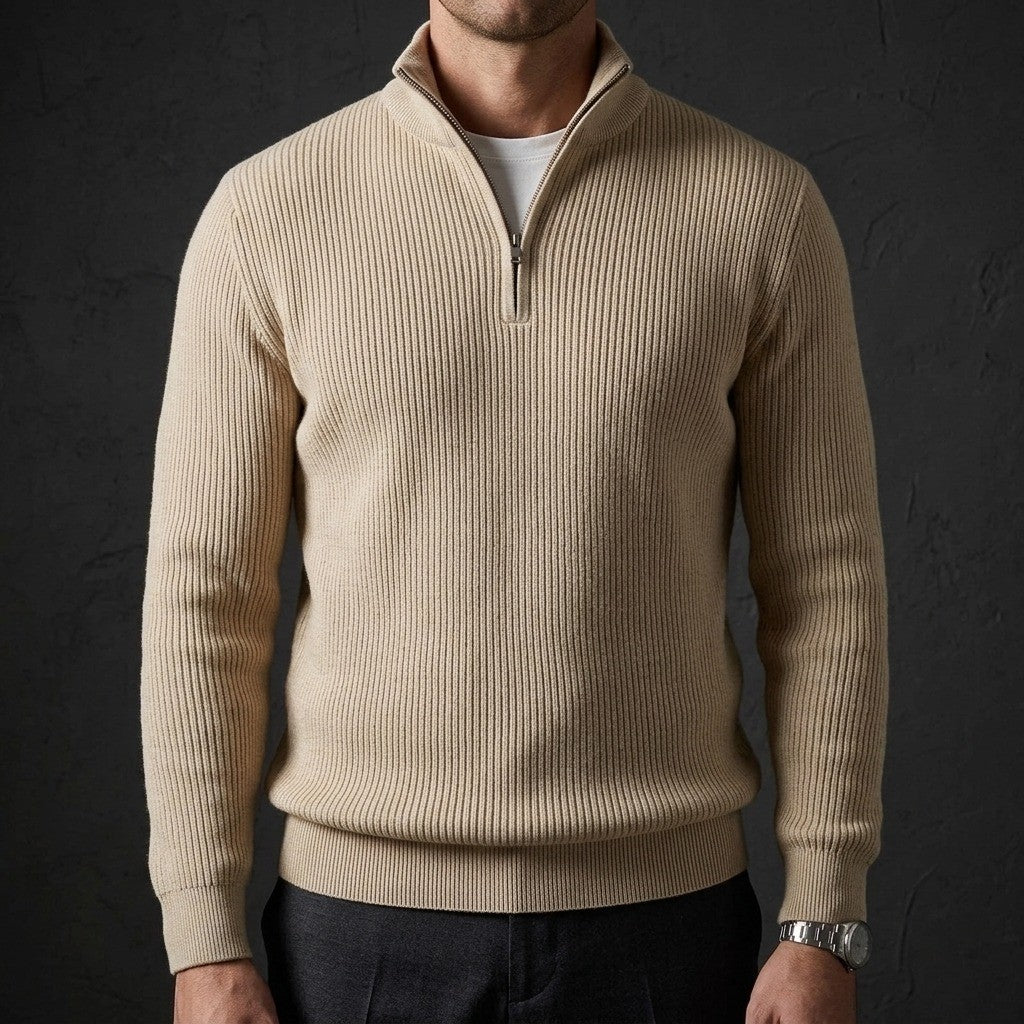 Davos Ribbed Quarter Zip Sweater