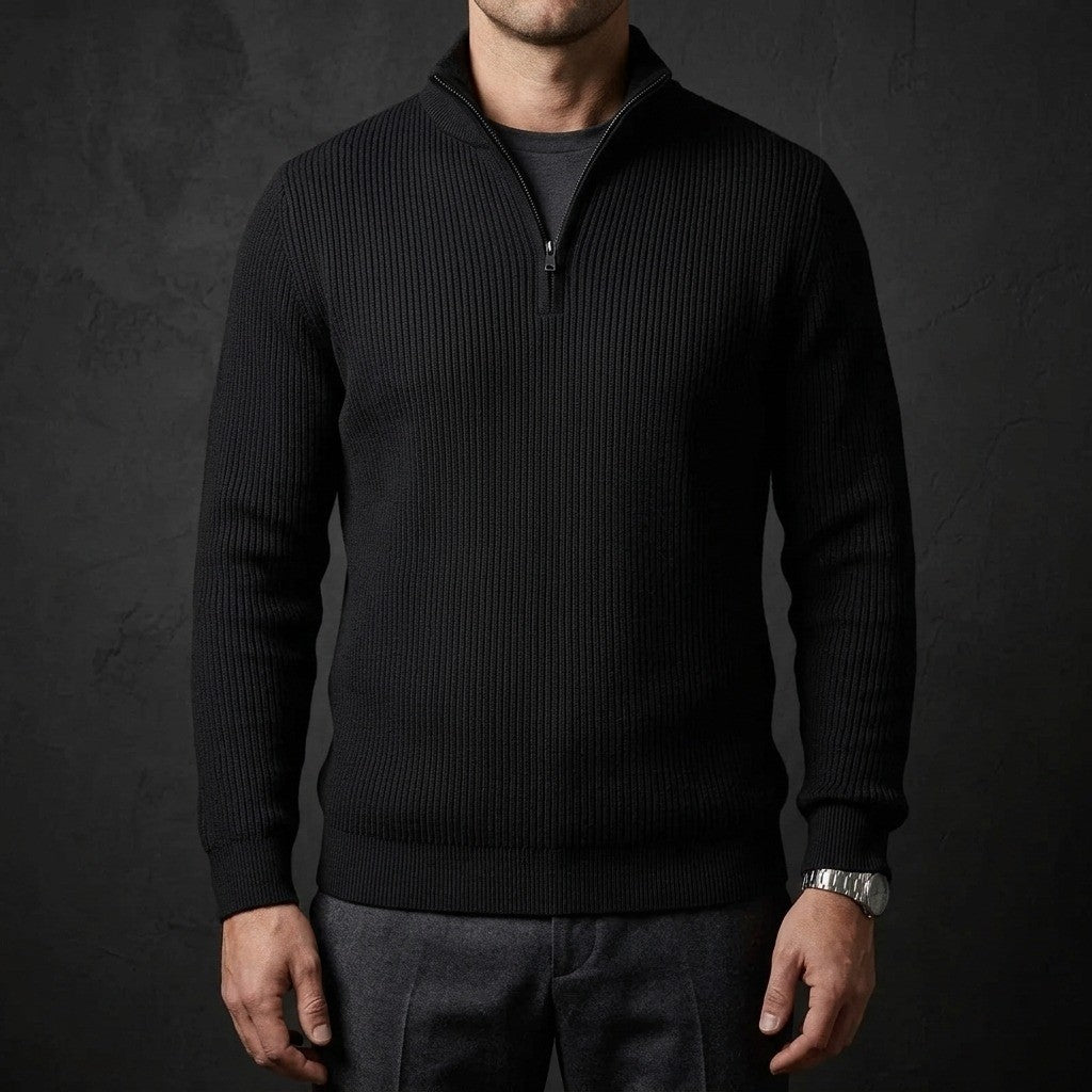 Davos Ribbed Quarter Zip Sweater