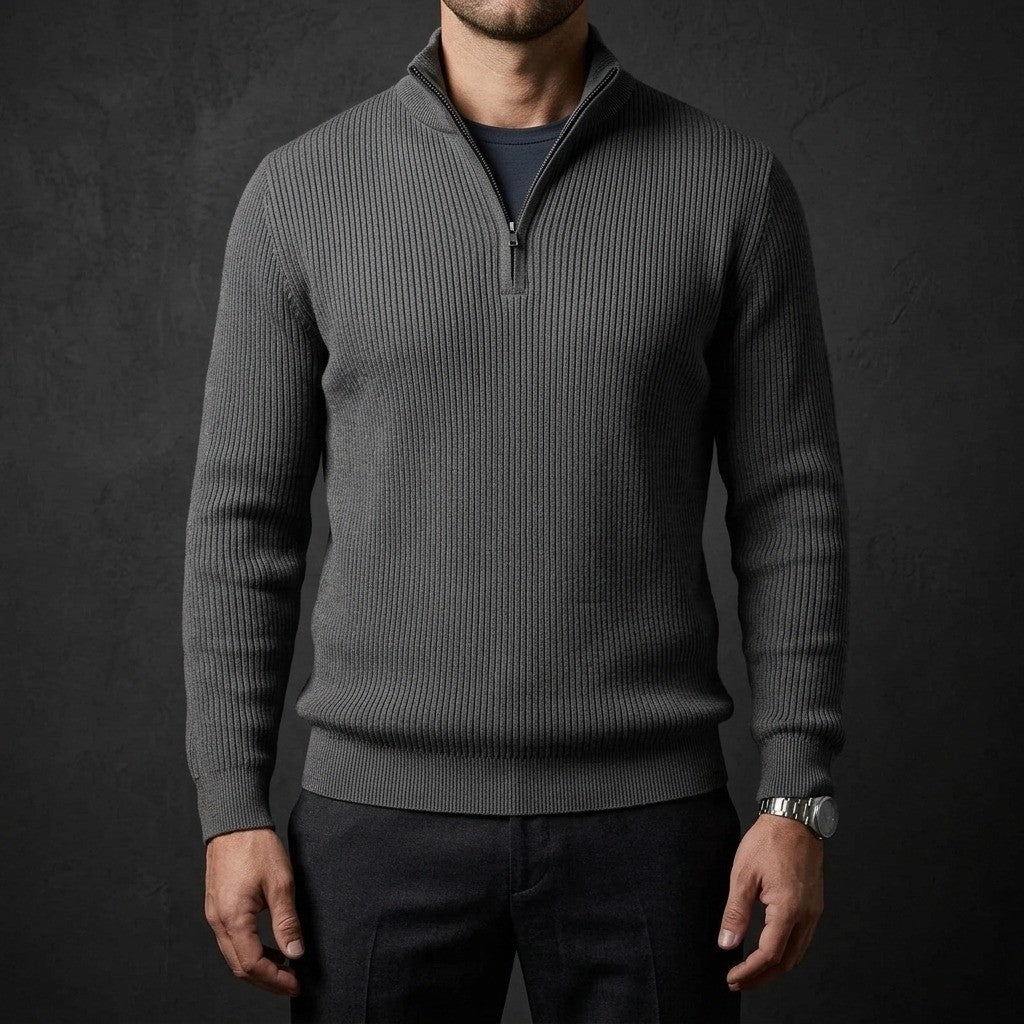 Davos Ribbed Quarter Zip Sweater
