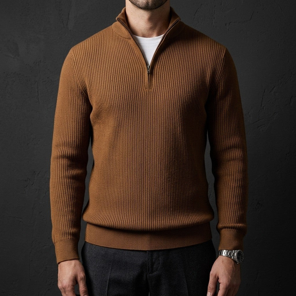 Davos Ribbed Quarter Zip Sweater