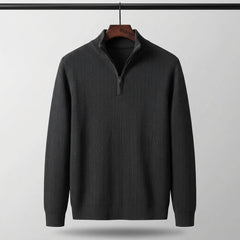 Davos Ribbed Quarter Zip Sweater - Classic Black