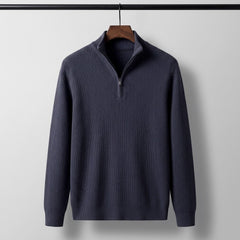 Davos Ribbed Quarter Zip Sweater - Midnight Navy
