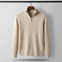 Davos Ribbed Quarter Zip Sweater - Oatmeal
