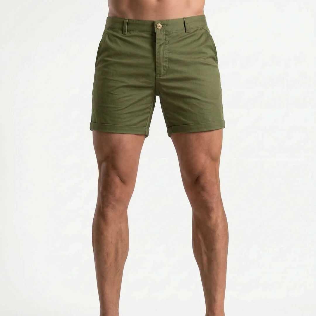 Deveraux Tailored Chino Shorts - Olive Green