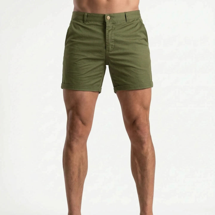 Deveraux Tailored Chino Shorts - Olive Green