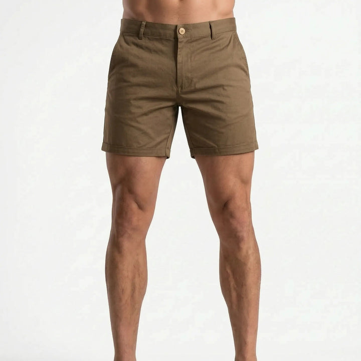 Deveraux Tailored Chino Shorts - Rich Brown