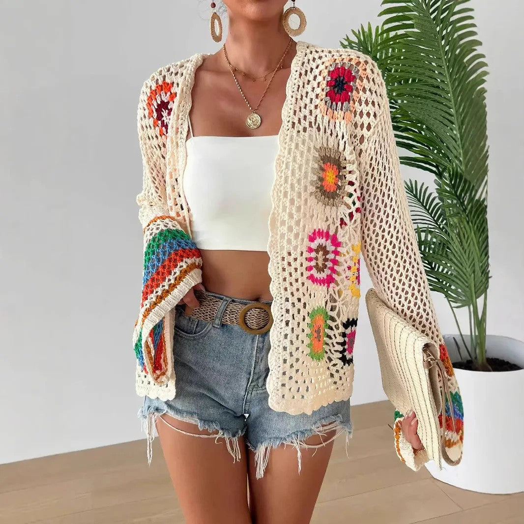 Elara Rainbow Crochet Cardigan