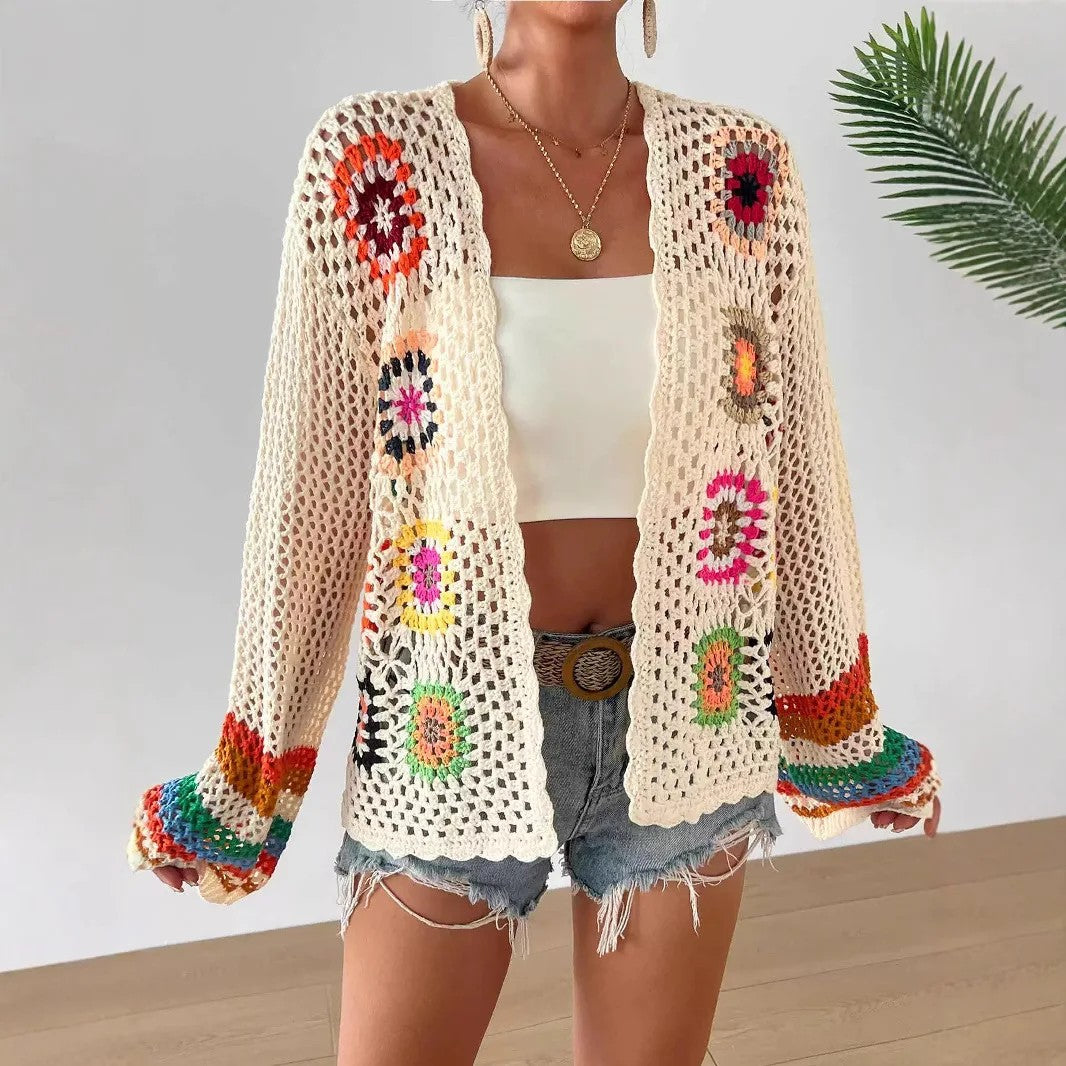 Elara Rainbow Crochet Cardigan