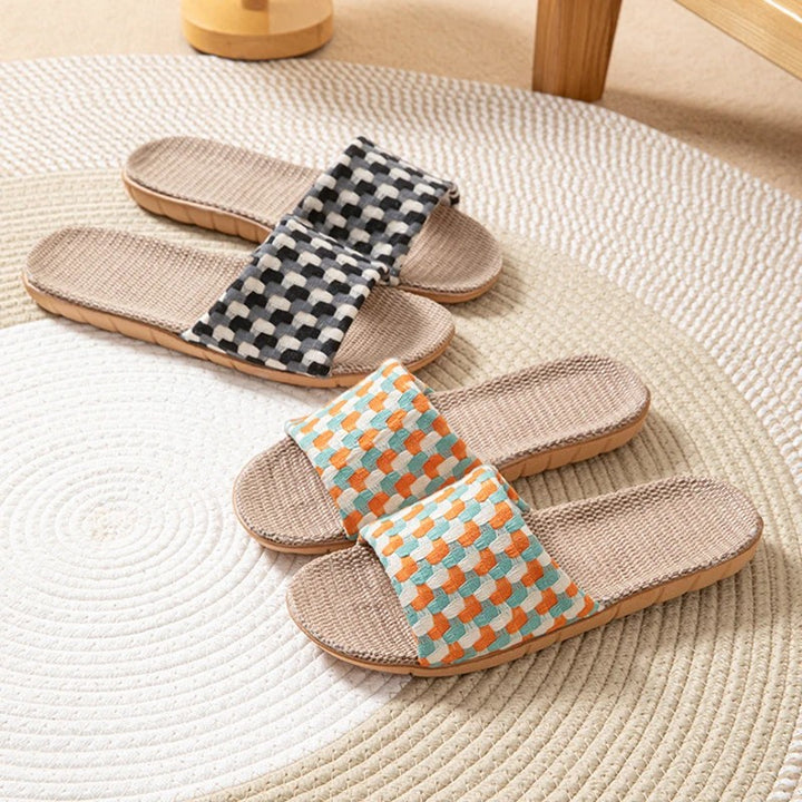 Serena Linen Slides