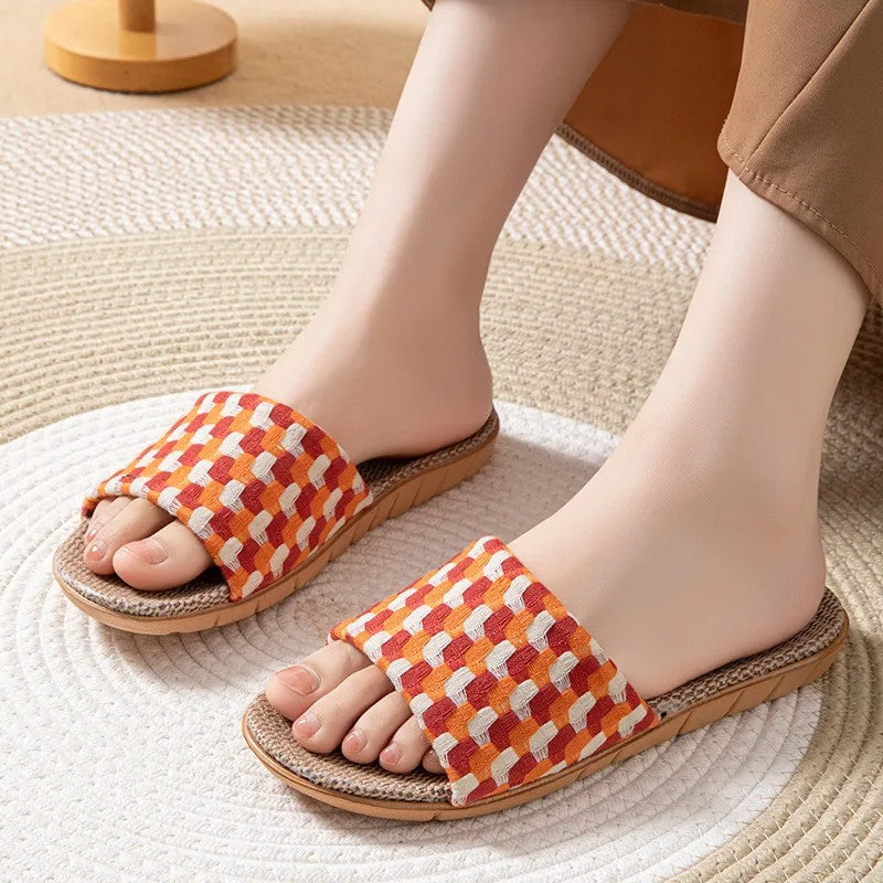 Serena Linen Slides