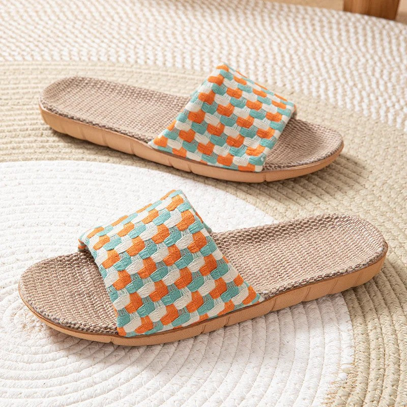 Serena Linen Slides - Ember