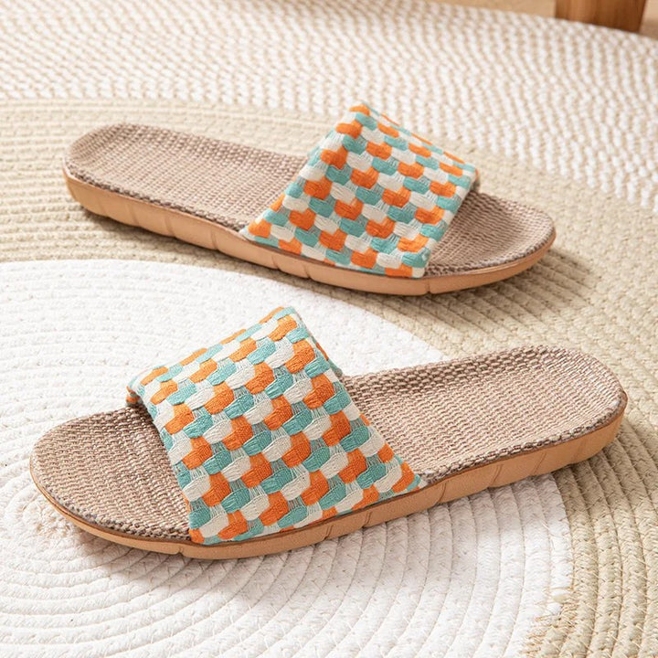 Serena Linen Slides - Ember