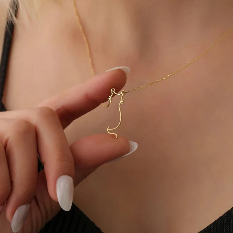 Evora Gold Plated Cat Necklace