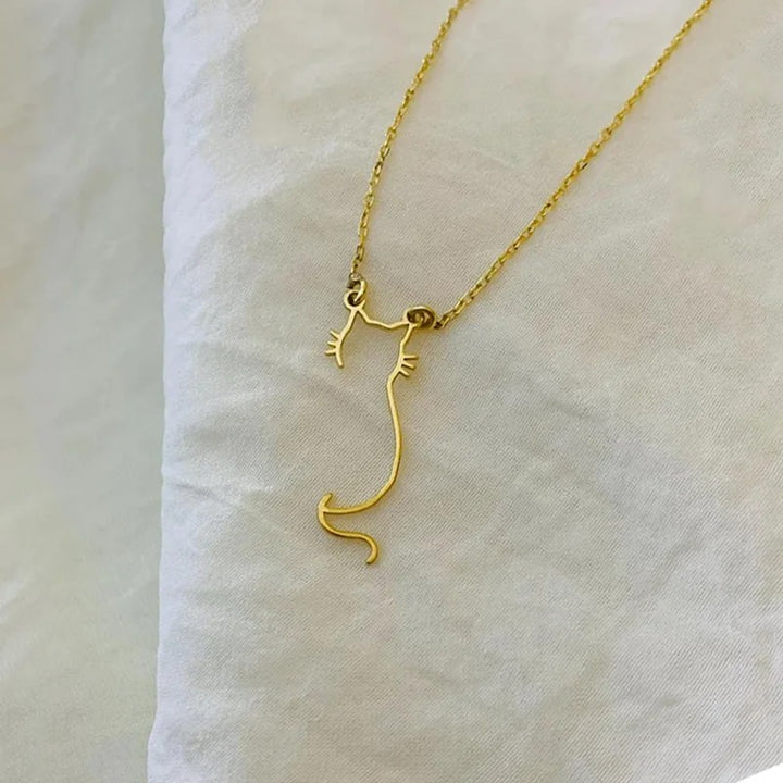 Evora Gold Plated Cat Necklace