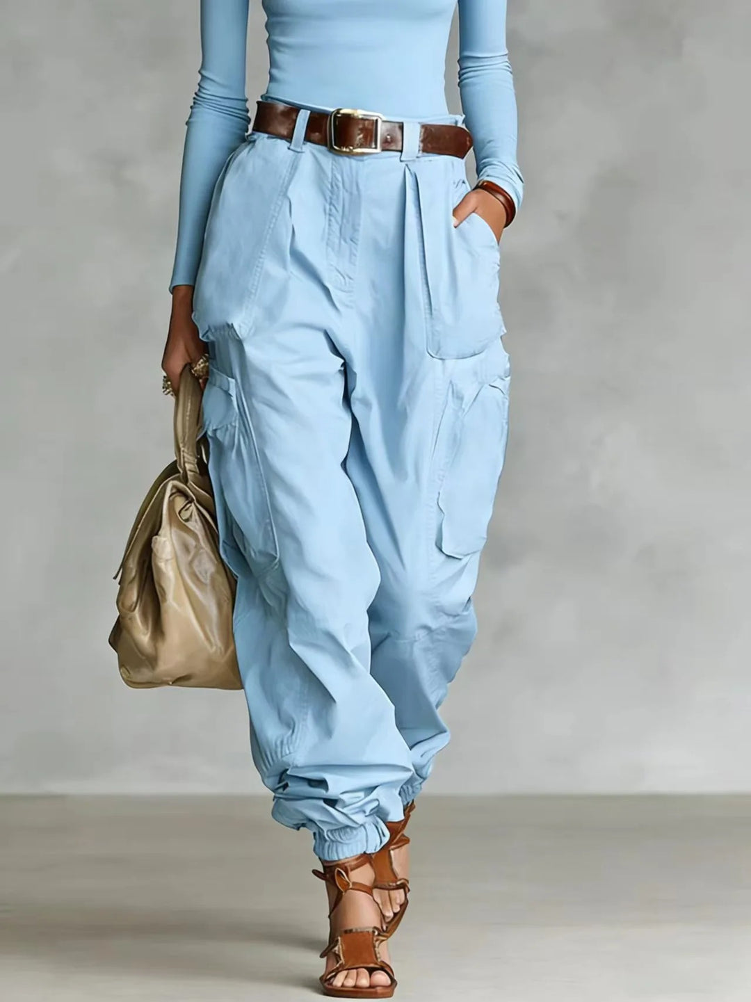 Evora Utility Cuffed Pants - Azure