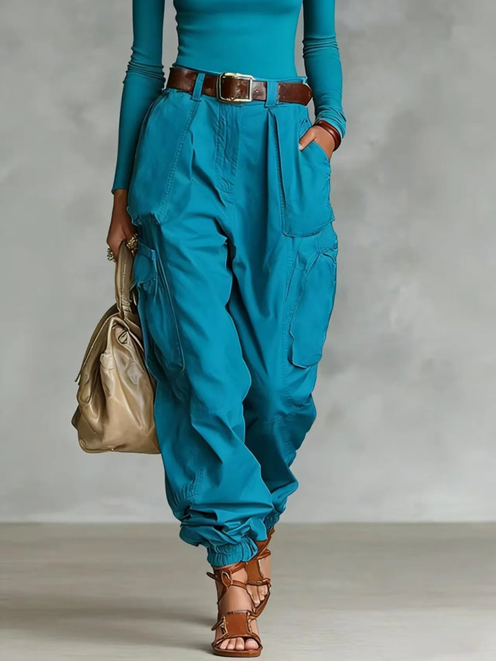 Evora Utility Cuffed Pants - Cobalt Blue