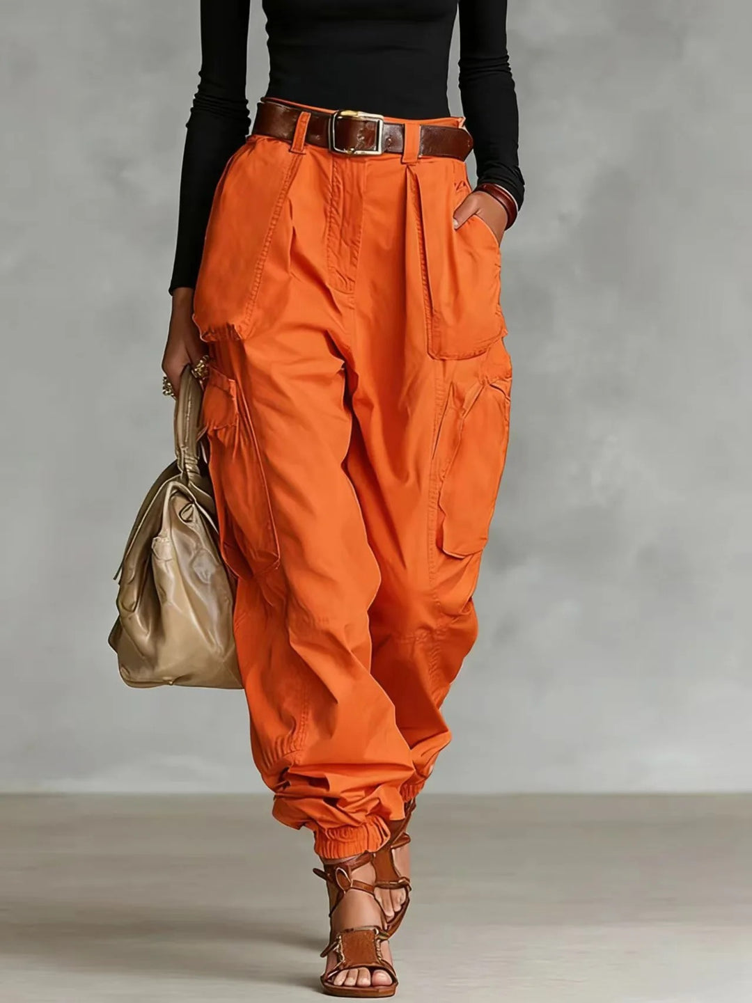 Evora Utility Cuffed Pants - Coral