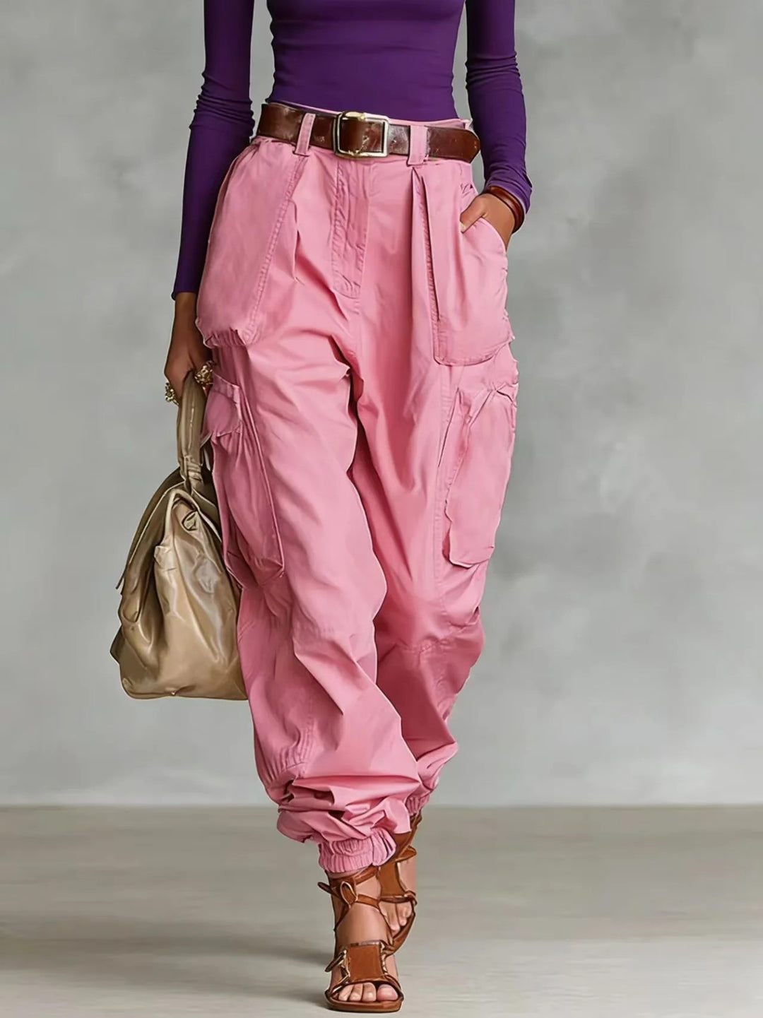 Evora Utility Cuffed Pants - Rosewater