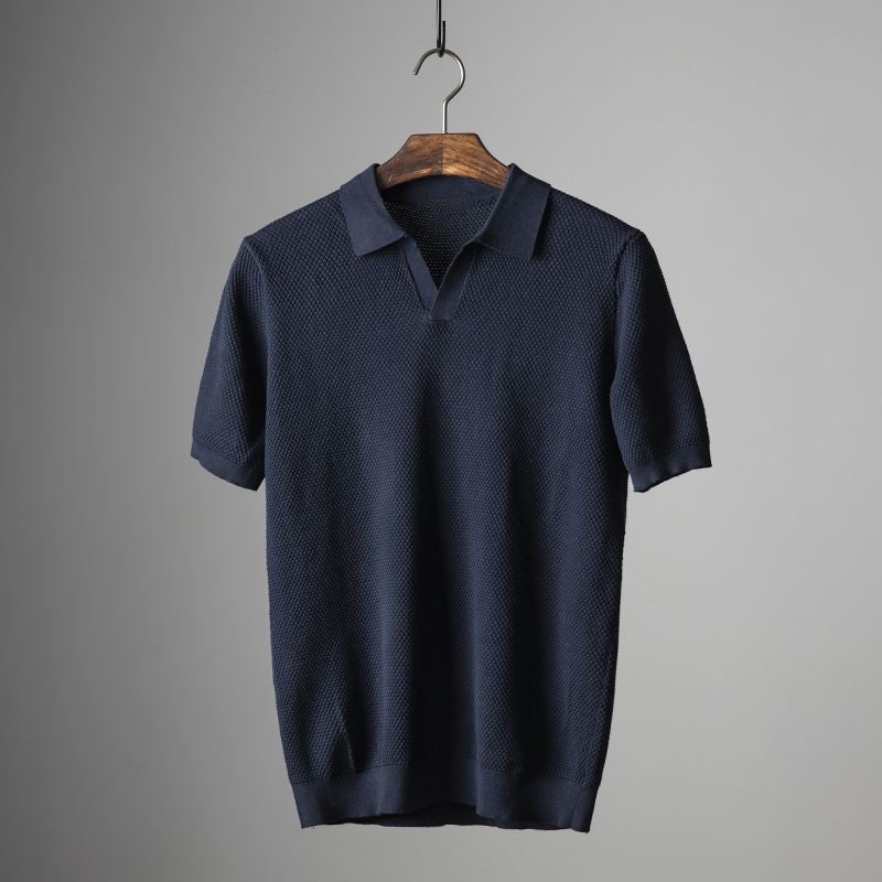 Florence Cotton Polo Shirt - Navy Blue