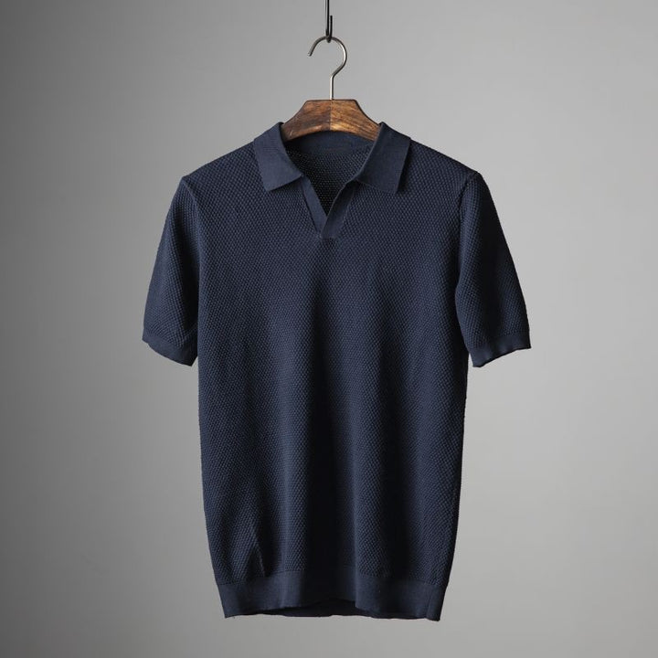 Florence Cotton Polo Shirt - Navy Blue