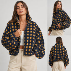 Gijon Check Fleece Jacket - Navy Check