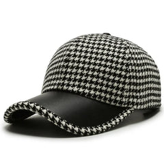 Vance Houndstooth Leather Cap