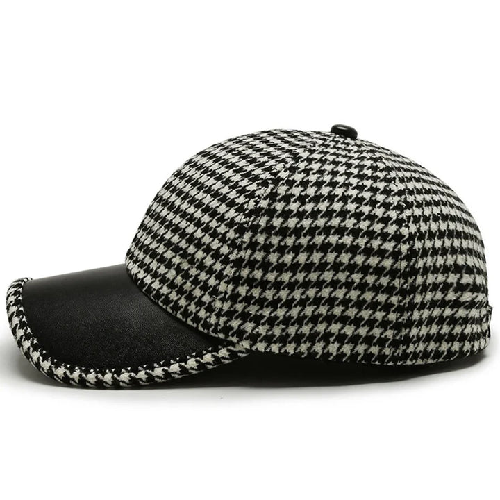 Vance Houndstooth Leather Cap