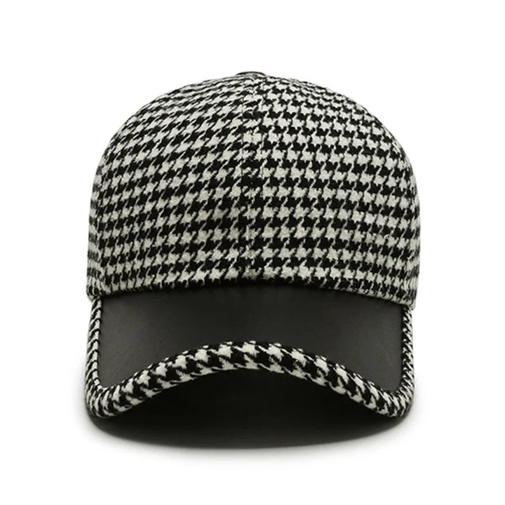 Vance Houndstooth Leather Cap