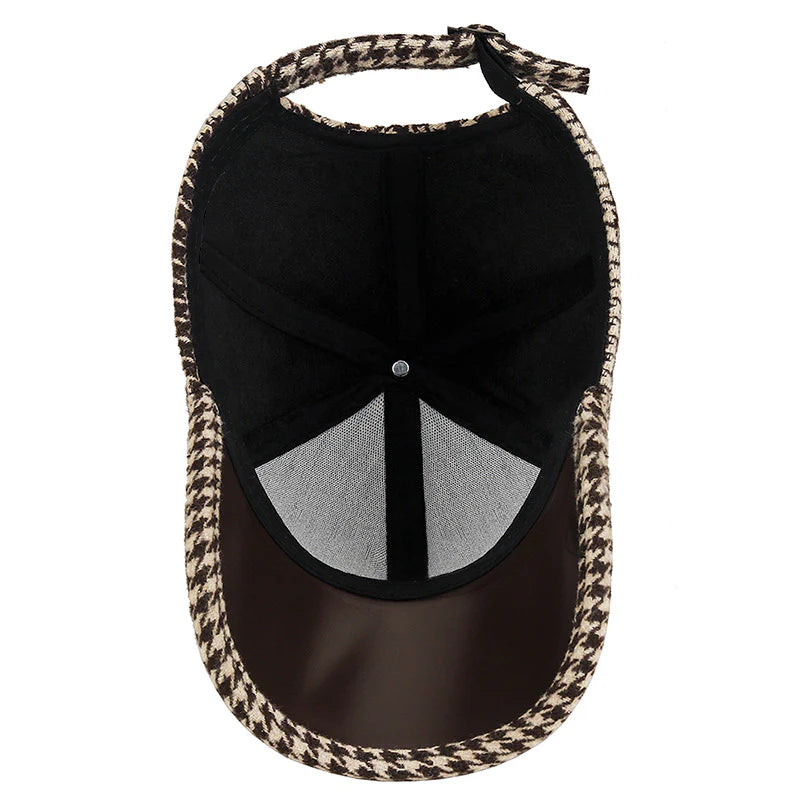 Vance Houndstooth Leather Cap